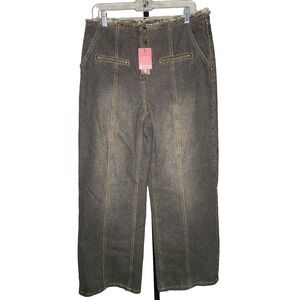 Pretty Little Thing womens‎ jeans gray high rise wide straight leg size 8 grunge